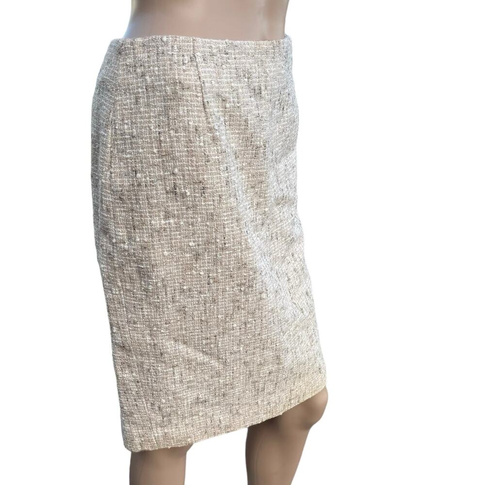 Escada Cream Tan Tweed Straight Pencil Skirt Silk Blend Lined DE 36 US 6 EUC